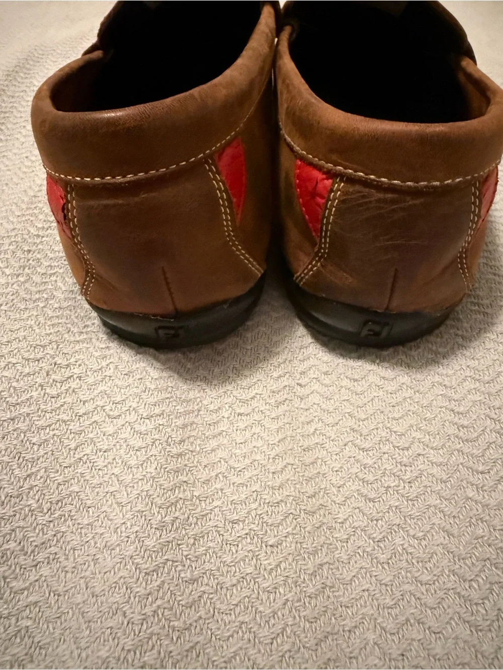 FootJoy Brown Leather Penny Loafers with Contrasting Stitch size 13